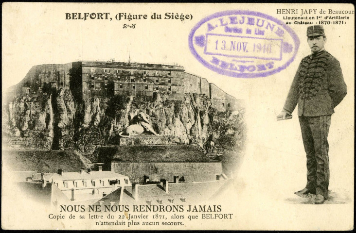Belfort, une figure du Siège de 1870-1871 : Henri Japy, lieutenant en Ier d'Artillerie au château