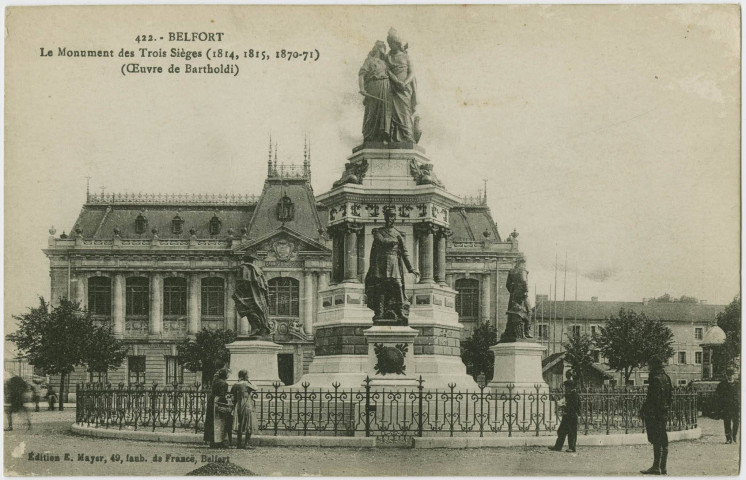 Belfort, le monument des Trois Sièges (1814, 1815, 1870-71), (œuvre de Bartholdi).