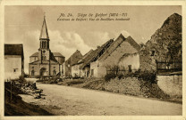 Siège de Belfort (1870-1871), environs de Belfort, vue de Bavilliers bombardé.