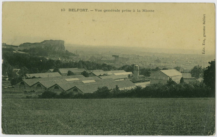 Belfort, vue générale prise à la Miotte.