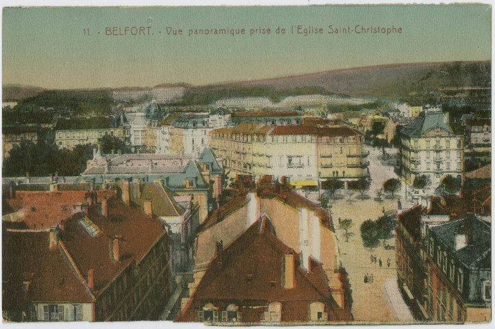 Belfort, vue panoramique prise de l'église Saint-Christophe.