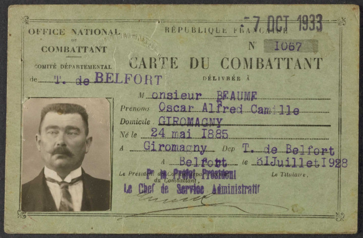 BEAUME Oscar Alfred Camille