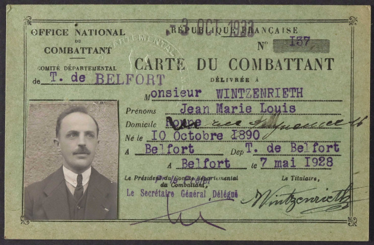 WINTZENRIETH Jean Marie Louis