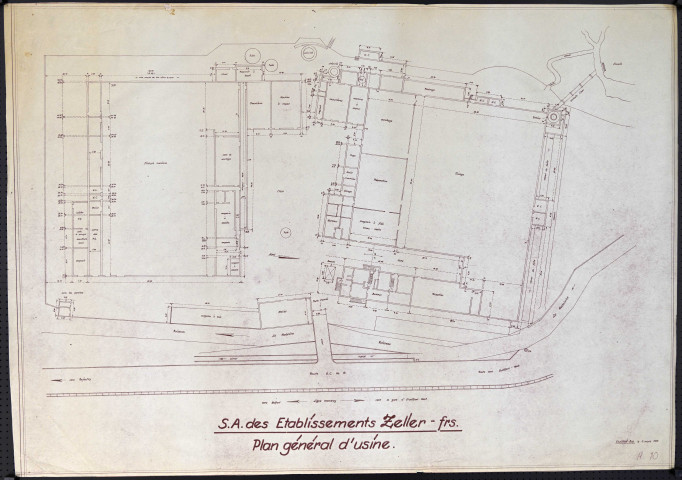 Etueffont-Bas, "Société Anonyme des Etablissement Zeller Frères", plan général d'usine (plan de masse), 3 mars 1948.
