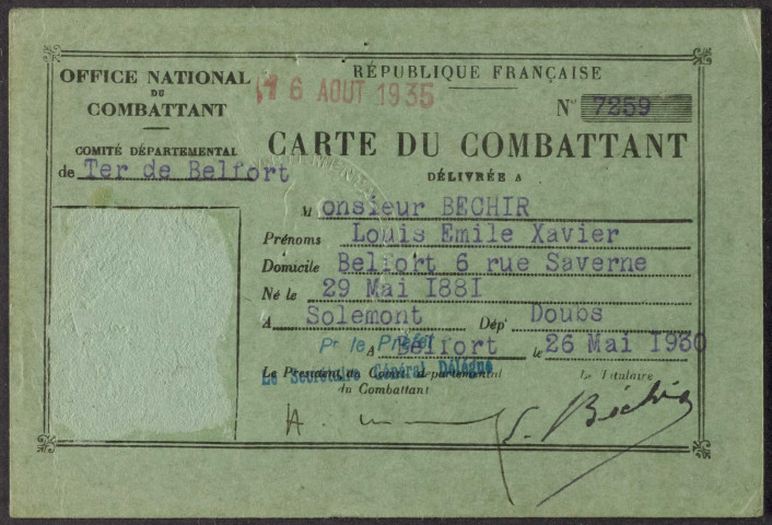 BECHIR Louis Emile Xavier