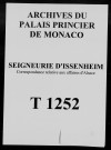 Comptes rendus par Jean-Ulrich Goll avec obligation de 92.000 livres souscrite le 29 juillet 1721 par le duc de Mazarin au profit de Goll et signification d'un jugement du 7 septembre 1733 condamnant le duc de Mazarin à payer aux héritiers Goll la somme de 43.972 Livres pour solde de ses dettes envers ledit Goll (1725-1733).