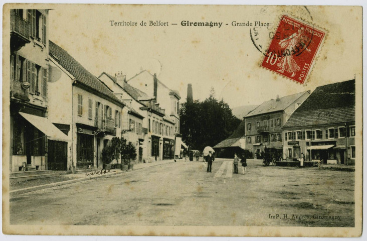 Territoire de Belfort, Giromagny, grande place.