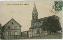 Vézelois, mairie, école et église.
