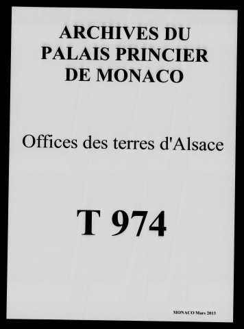 Litige entre Paul Jules, duc de Mazarin, et les baillis de ses terres d'Alsace qui prétendent que leurs offices sont héréditaires.